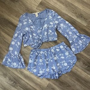 2 piece crop top and shorts